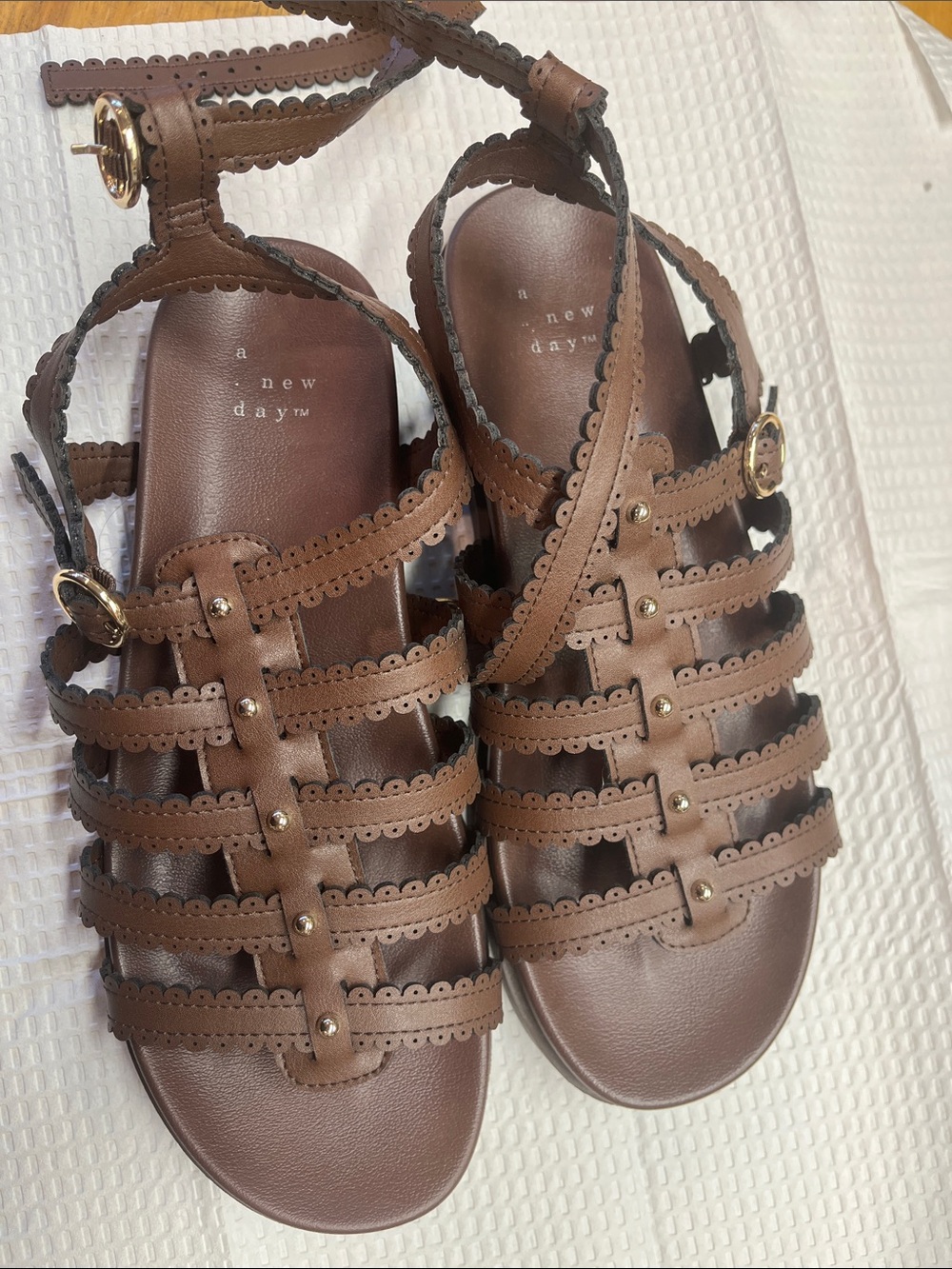 a new day Brown Scalloped Strappy Gladiator Sandals